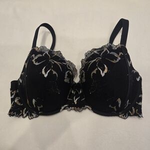 La SENZA Black and Gold Floral Lace Bra LaSenza SIZE 32DDD